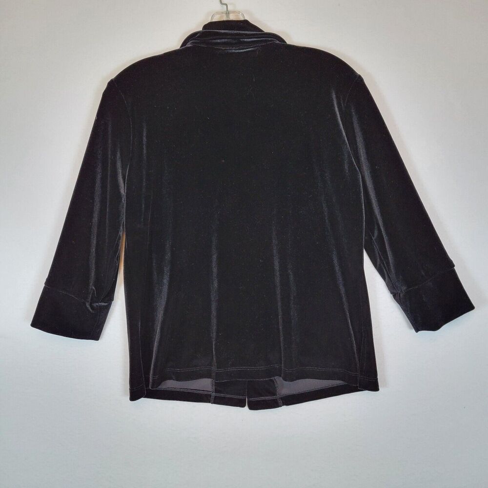 Boston Proper Womens Velvet Button Blouse Top Size Medium Black Evening Holiday - Picture 10 of 10